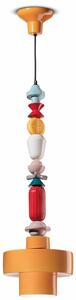 Sospensione Grande Tonda Vintage Decò Lariat Ceramica Giallo 1 Luce E27