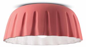 Plafoniera Grande Vintage Decò Madame Gres Ceramica Rosa Corallo 1 Luce E27