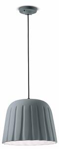 Sospensione Piccola Vintage Decò Madame Gres Ceramica Grigio Tele 1 Luce E27