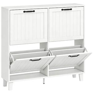 HOMCOM Mobile Scarpe, 4 Cassetti Ribaltabili, Salvaspazio con Ripiani Regolabili, Bianco | Aosom Italy