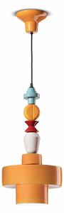 Sospensione Piccola Tonda Vintage Decò Lariat Ceramica Giallo 1 Luce E27