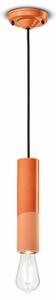 Sospensione Piccola Vintage Decò Pi Ceramica Arancio Pesca 1 Luce E27