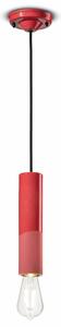 Sospensione Piccola Vintage Decò Pi Ceramica Rosso Corallo 1 Luce E27