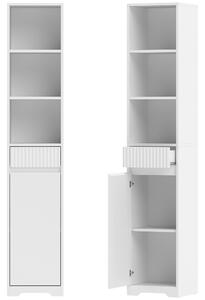 HOMCOM Mobile da Bagno Alto con 3 Ripiani Aperti, 1 Cassetto e 1 Armadietto Regolabile, 33x30x172 cm, Bianco | Aosom Italy