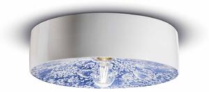 Plafoniera Grande Vintage Decò Pi Ceramica Ming Blu 1 Luce E27