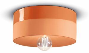 Plafoniera Media Vintage Decò Pi Ceramica Arancio Pesca 1 Luce E27