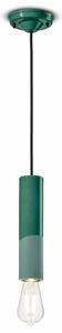 Sospensione Piccola Vintage Decò Pi Ceramica Verde Bottiglia 1 Luce E27