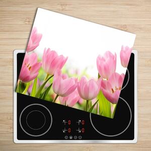 Tagliere in vetro Tulipani rosa 60x52 cm