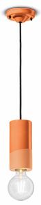 Sospensione Media Vintage Decò Pi Ceramica Arancio Pesca 1 Luce E27
