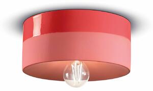 Plafoniera Media Vintage Decò Pi Ceramica Rosso Corallo 1 Luce E27