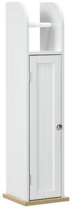 Kleankin Mobile Bagno Salvaspazio con Porta Carta Igienica e Ripiani, Mobiletto Stretto Moderno per Lavanderia, 20x20x80 cm, Bianco | Aosom Italy