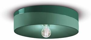 Plafoniera Grande Vintage Decò Pi Ceramica Verde Bottiglia 1 Luce E27