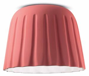 Plafoniera Piccola Vintage Decò Madame Gres Ceramica Rosa Corallo 1 Luce E27