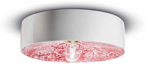 Plafoniera Grande Vintage Decò Pi Ceramica Ming Rosso 1 Luce E27