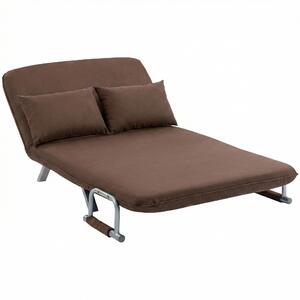 HOMCOM Divano Letto 2 Posti in Pelle Scamosciata Sintetica con Schienale Regolabile e 2 Cuscini, Marrone Scuro | Aosom Italy