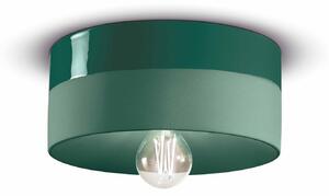 Plafoniera Media Vintage Decò Pi Ceramica Verde Bottiglia 1 Luce E27