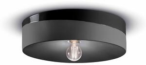 Plafoniera Grande Vintage Decò Pi Ceramica Nero Carbone 1 Luce E27
