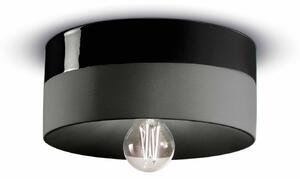 Plafoniera Media Vintage Decò Pi Ceramica Nero Carbone 1 Luce E27