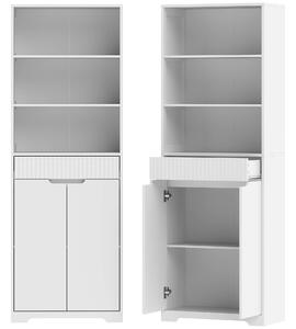 HOMCOM Mobile Bagno Alto, Armadietto Stretto, 3 Ripiani Aperti, Cassetto, Bianco | Aosom Italy