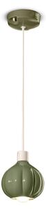 Lampadario Vintage Decò Afoxe' Alluminio Ceramica Verde Salvia 1 Luce E14