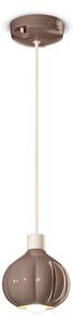 Lampadario Vintage Decò Afoxe' Alluminio Ceramica Marrone Moka 1 Luce E14