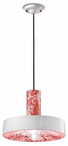 Sospensione Grande Vintage Decò Pi Ceramica Ming Rosso 1 Luce E27