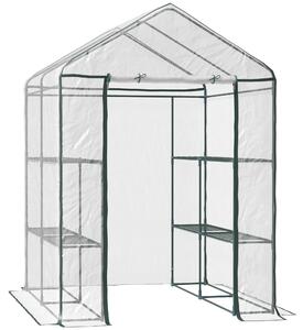 Outsunny Serra da Giardino in PVC Trasparente con cerniera e Ripiani, Serra da Balcone con Scaffali per Piante Orto,1.43 x 1.43 x 1.95m | Aosom Italy