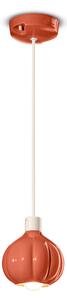 Lampadario Vintage Decò Afoxe' Alluminio Ceramica Arancio Pokè 1 Luce E14