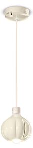 Lampadario Vintage Decò Afoxe' Alluminio Ceramica Crema 1 Luce E14