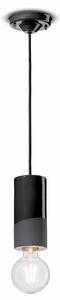 Sospensione Media Vintage Decò Pi Ceramica Nero Carbone 1 Luce E27