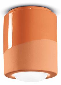 Plafoniera Piccola Vintage Decò Pi Ceramica Arancio Pesca 1 Luce E27