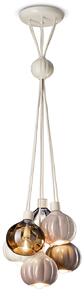 Lampadario Vintage Decò Afoxe' Alluminio Ceramica Vetro Mix 6 Luci E14