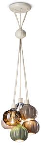 Lampadario Vintage Decò Afoxe' Alluminio Ceramica Vetro Finitura Mix 6 Luci E14