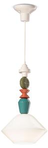 Sospensione Piccola Vintage Decò Lariat Ceramica Bianco Latte 1 Luce E27