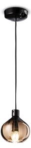 Lampadario Vintage Decò Afoxe' Alluminio Ceramica Vetro Bronzo 1 Luce E14
