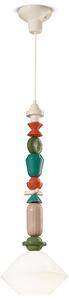 Sospensione Grande Vintage Decò Lariat Ceramica Bianco Latte 1 Luce E27