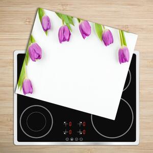 Tagliere in vetro Tulipani viola 60x52 cm