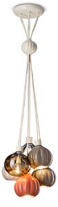 Lampadario Mix Vintage Decò Afoxe' Alluminio Ceramica Vetro 6 Luci E14
