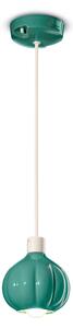 Lampadario Vintage Decò Afoxe' Alluminio Ceramica Turchese 1 Luce E14