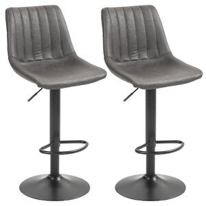 HOMCOM Set 2 Sgabelli da Bar Industriale, Sgabelli Cucina con Schienale, Poggiapiedi e Altezza Regolabile Grigio | Aosom Italy