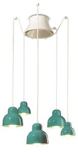 Lampadario Vintage Decò Berimbau Ceramica Turchese 3 Luci E27