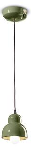 Lampadario Vintage Decò Berimbau Ceramica Verde Salvia 1 Luce E14