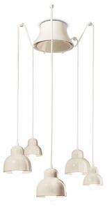 Lampadario Vintage Decò Berimbau Ceramica Crema 3 Luci E27