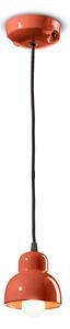 Lampadario Vintage Decò Berimbau Ceramica Arancio Pokè 1 Luce E14