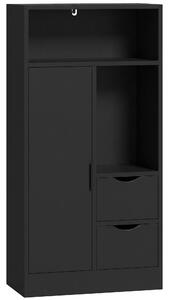 HOMCOM Mobile Bagno Slim con Cassetti, Scomparti Aperti, Nero | Aosom Italy