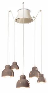 Lampadario Vintage Decò Berimbau Ceramica Marrone Moka 3 Luci E27