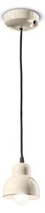 Lampadario Vintage Decò Berimbau Ceramica Crema 1 Luce E14