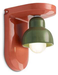 Applique Vintage Decò Berimbau Ceramica Arancio Pokè E Verde Salvia 1 Luce E27
