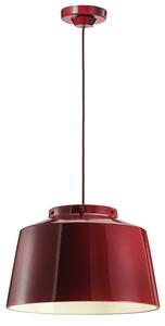 Lampadario Vintage 50'S Ferro E Ceramica Bordeoux 1 Luce E27 40Cm