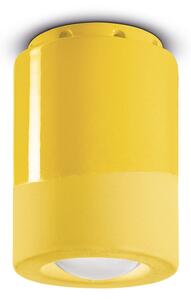 Plafoniera Vintage Decò Pi Ceramica Giallo Limone 1 Luce E14